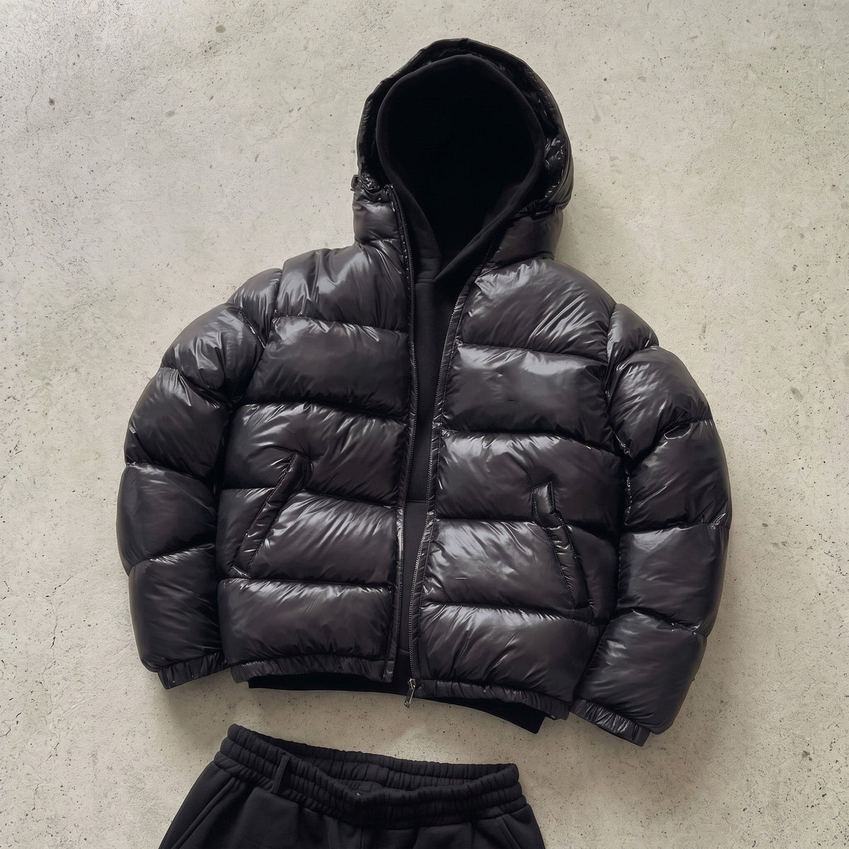 Marcus – Men’s Oversized Cropped Hooded Puffer Jacket - Puffer Jackets - Black - Sarvento