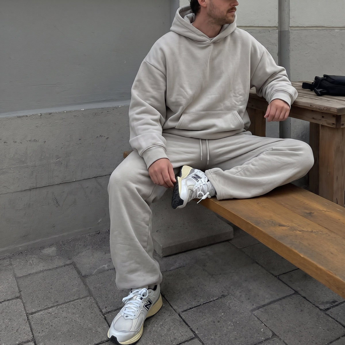 Marcus – Men’s Oversized Hooded Sweatshirt Jogger Set with Drawstring Waist - Loungewear Sets - Gray - Sarvento