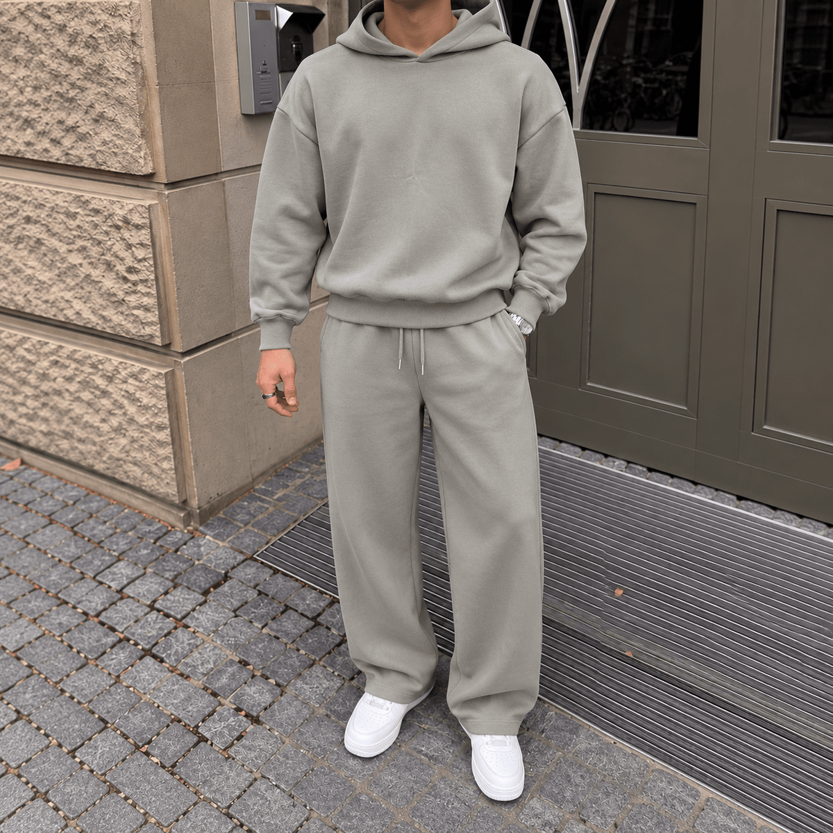 Marcus – Men’s Oversized Hooded Sweatshirt Jogger Tracksuit - Outfit Sets - Gray - Sarvento