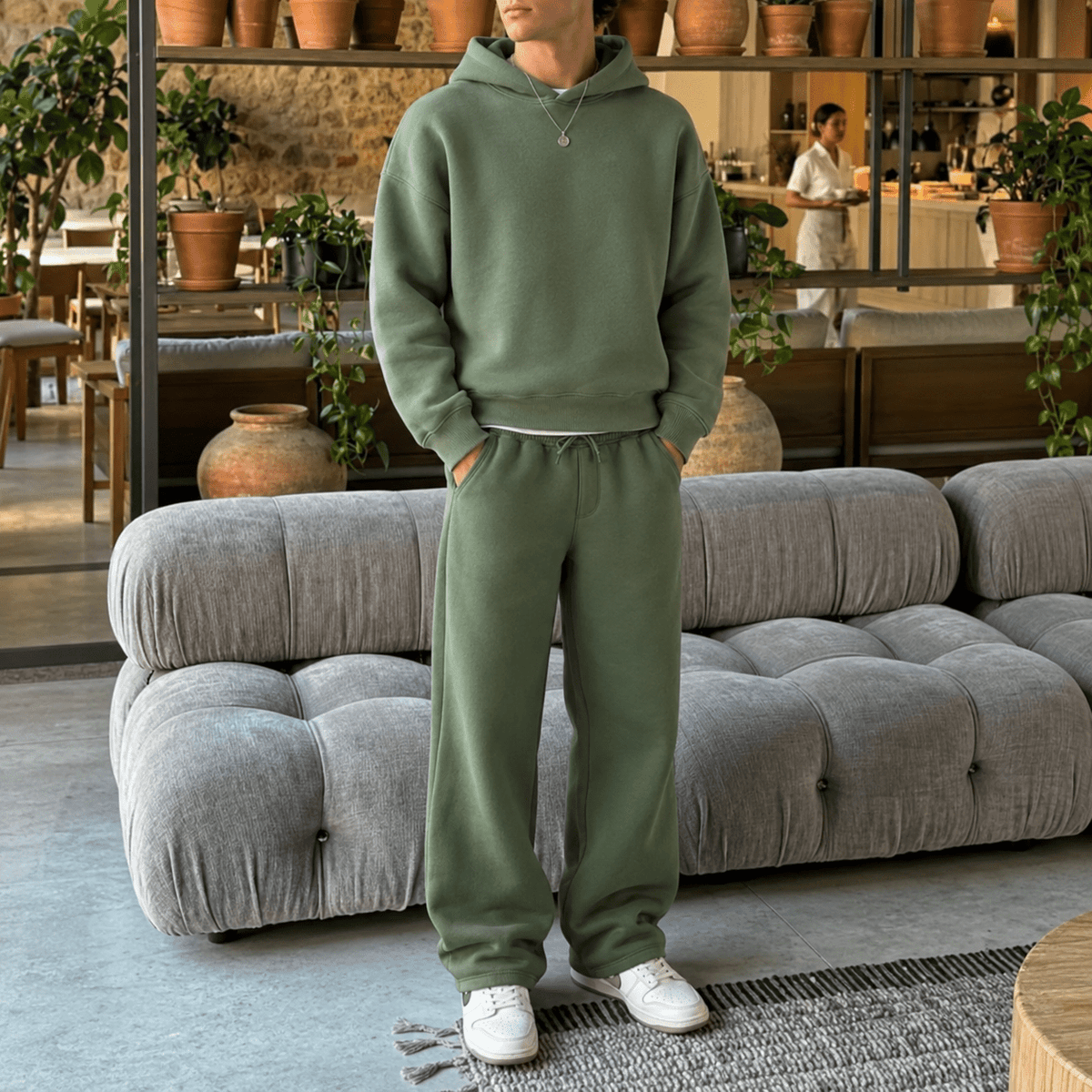 Marcus – Men’s Oversized Hooded Sweatshirt Jogger Tracksuit - Outfit Sets - Green - Sarvento