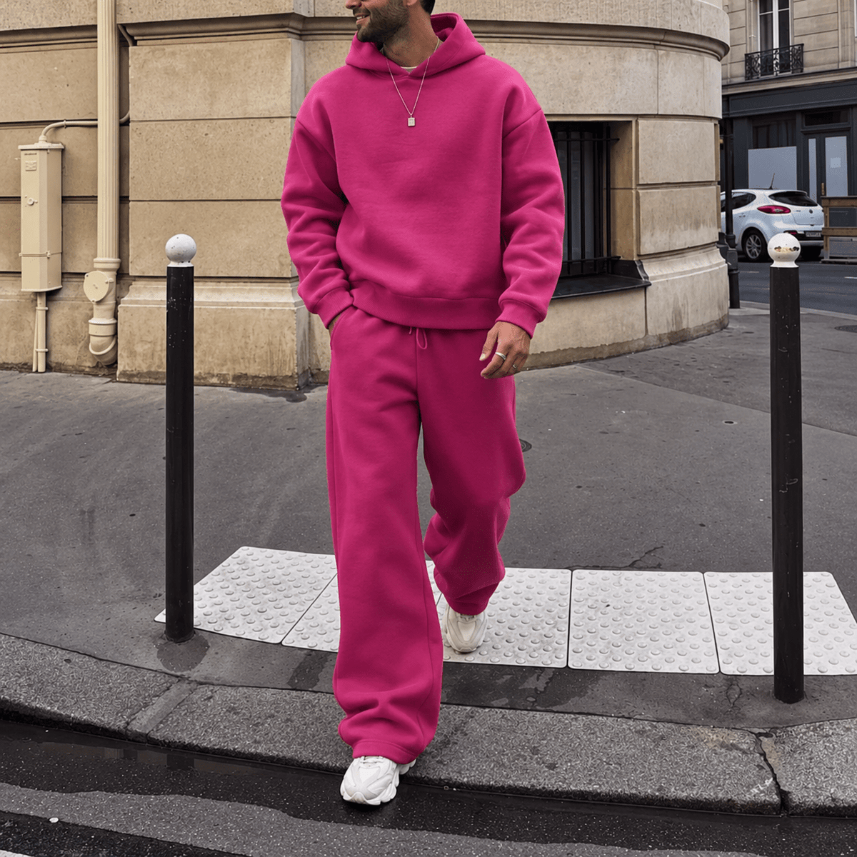 Marcus – Men’s Oversized Hooded Sweatshirt Jogger Tracksuit - Outfit Sets - Pink - Sarvento