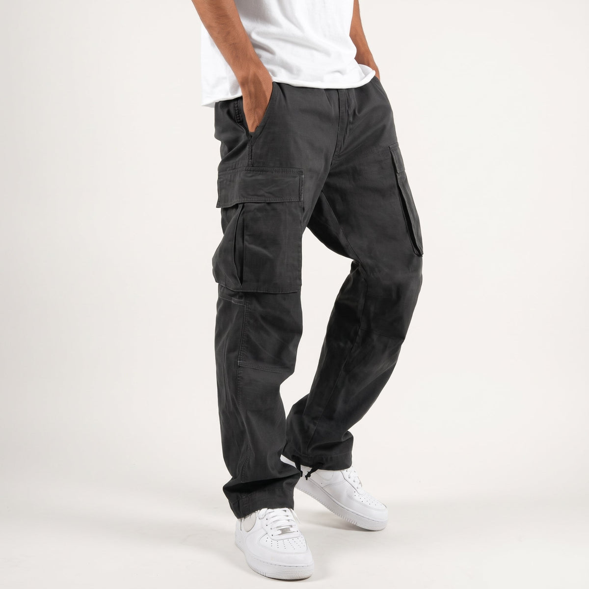 Marcus – Men’s Relaxed Fit Drawstring Cargo Pants - Cargo Pants - Black - Sarvento