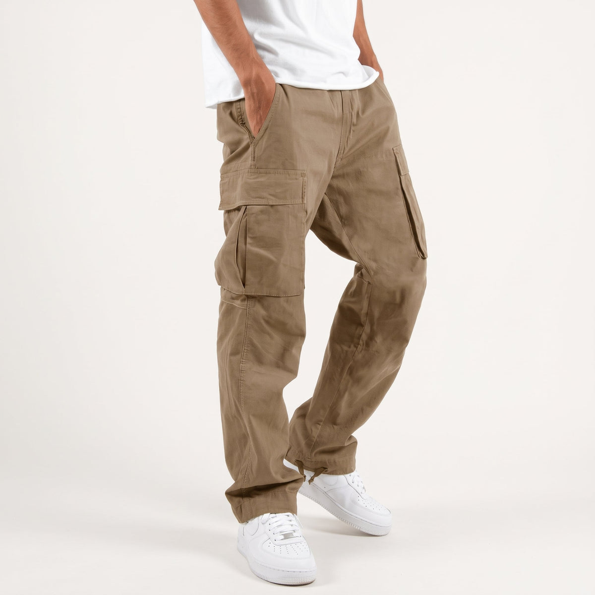 Marcus – Men’s Relaxed Fit Drawstring Cargo Pants - Cargo Pants - Brown - Sarvento