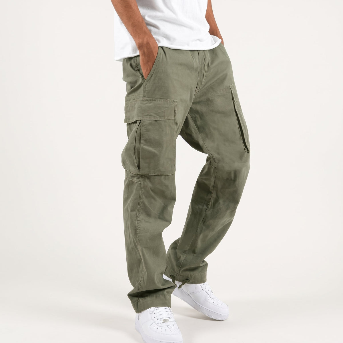 Marcus – Men’s Relaxed Fit Drawstring Cargo Pants - Cargo Pants - Army Green - Sarvento