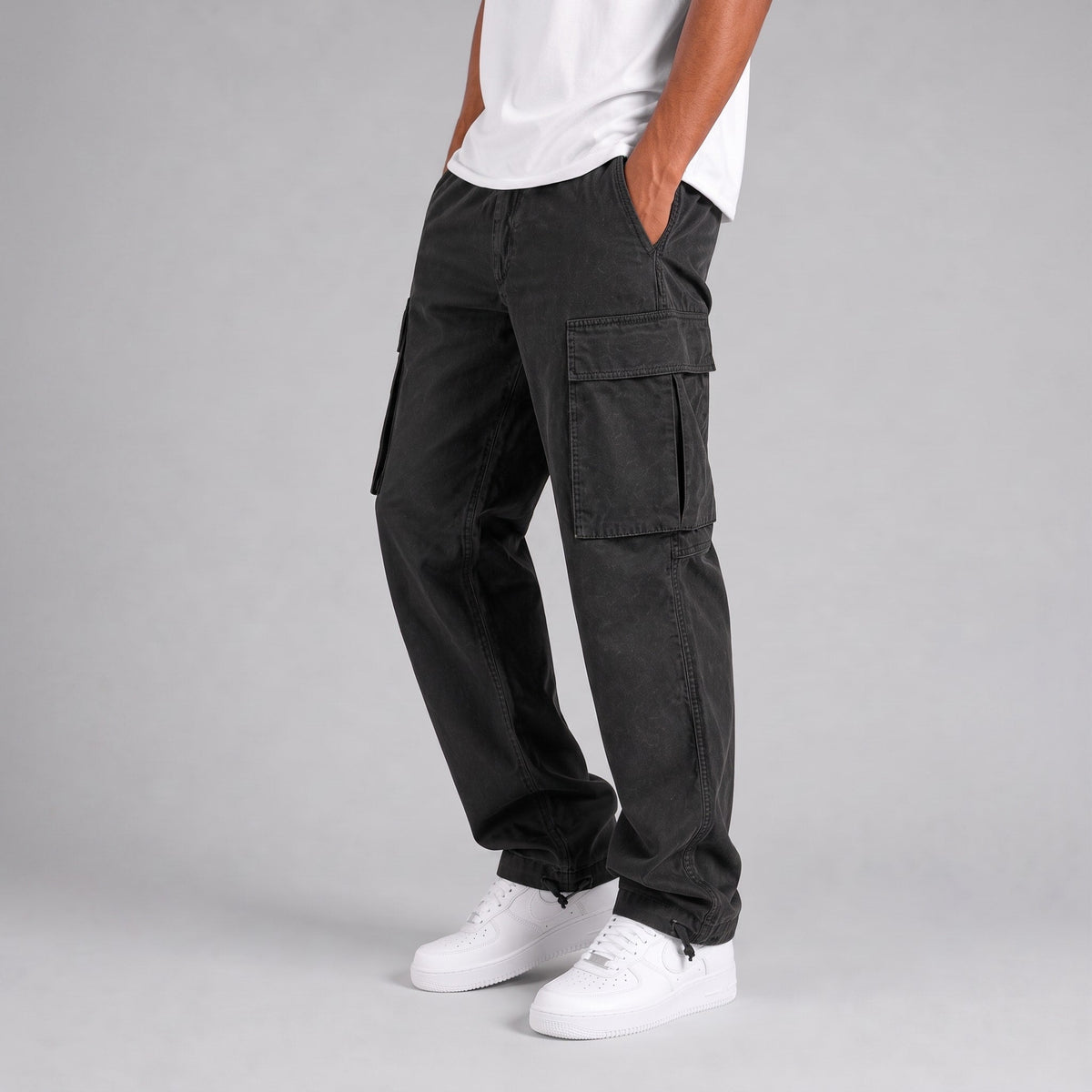 Marcus - Men's Relaxed Fit Straight-Leg Cargo Pants - Cargo Pants - Black - Sarvento