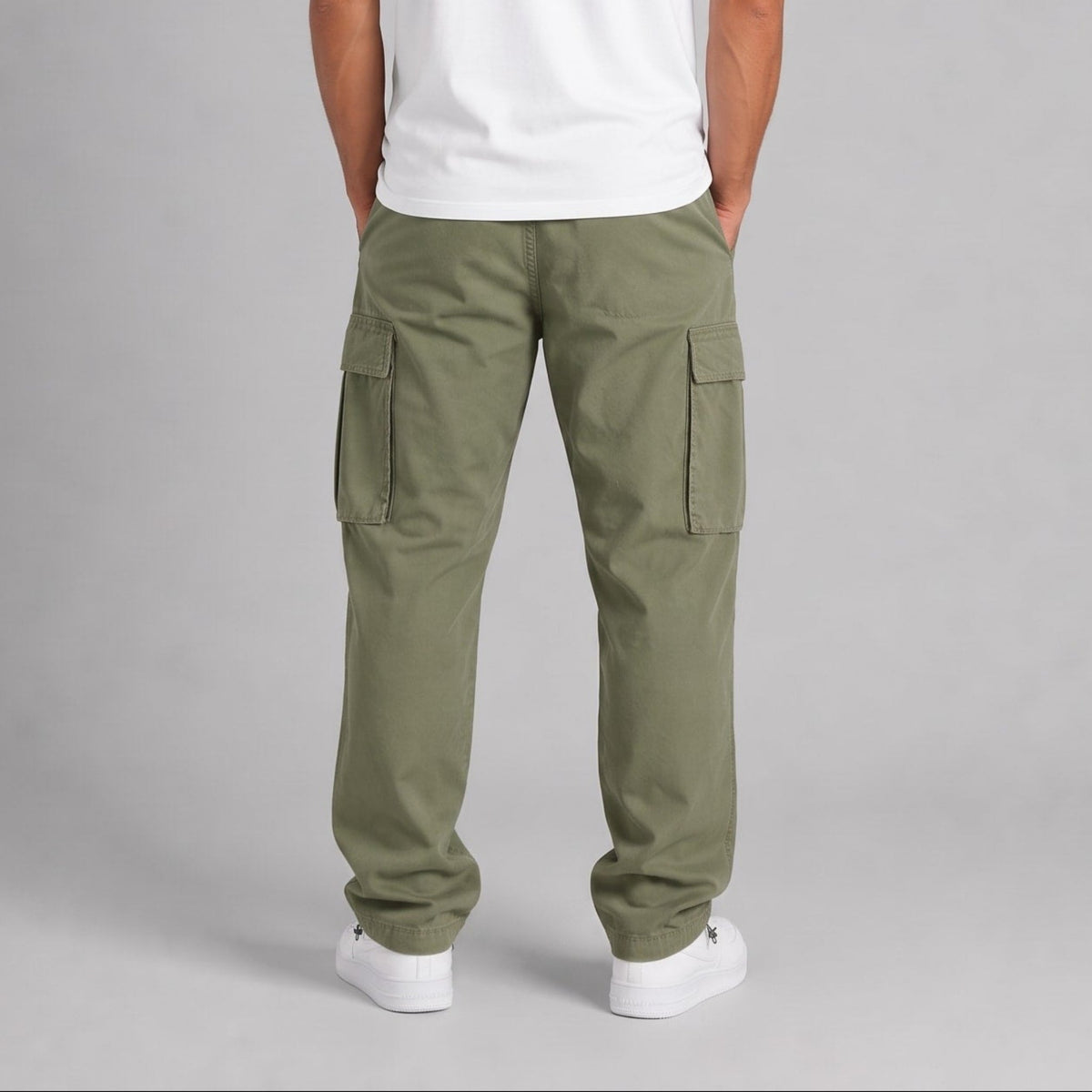 Marcus - Men's Relaxed Fit Straight-Leg Cargo Pants - Cargo Pants - Army Green - Sarvento