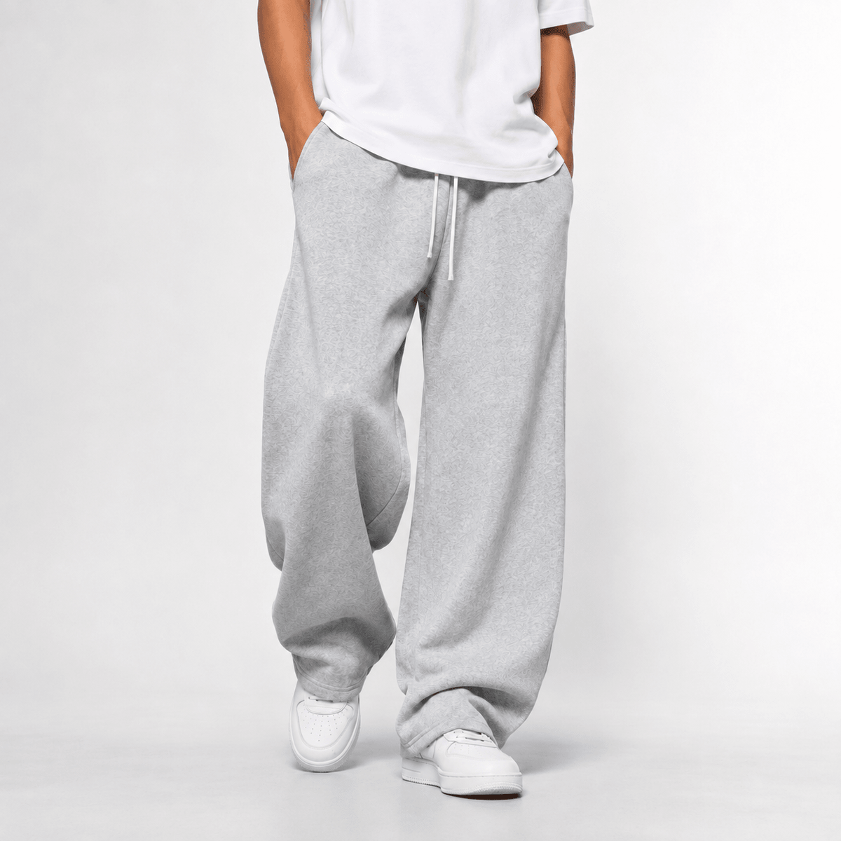Marcus – Men’s Relaxed Wide-Leg Fleece Drawstring Sweatpants - Sweatpants - Light Gray - Sarvento