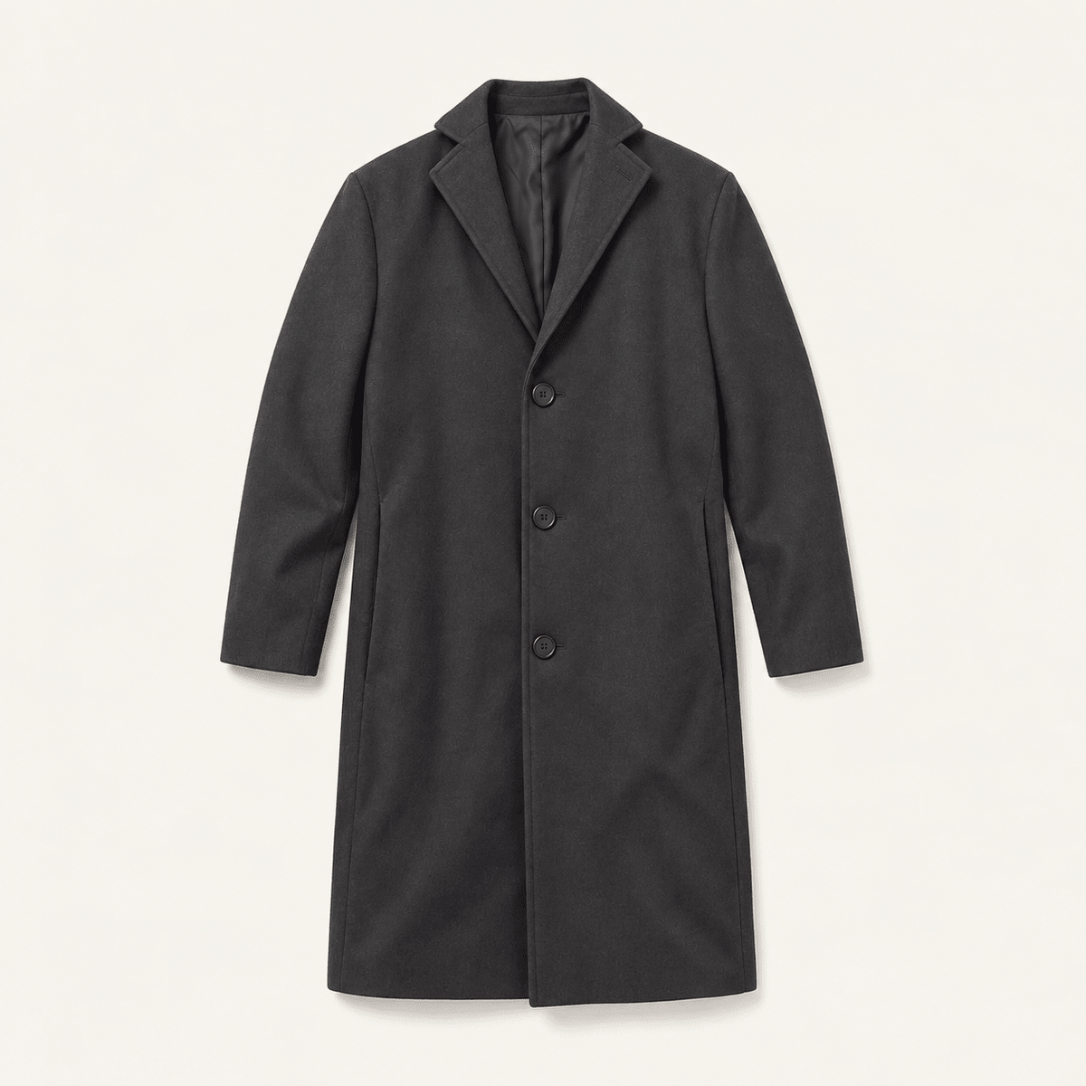 Marcus - Men's Tailored Single-Breasted Notch Lapel Longline Wool Overcoat - Overcoats - Khaki - Sarvento