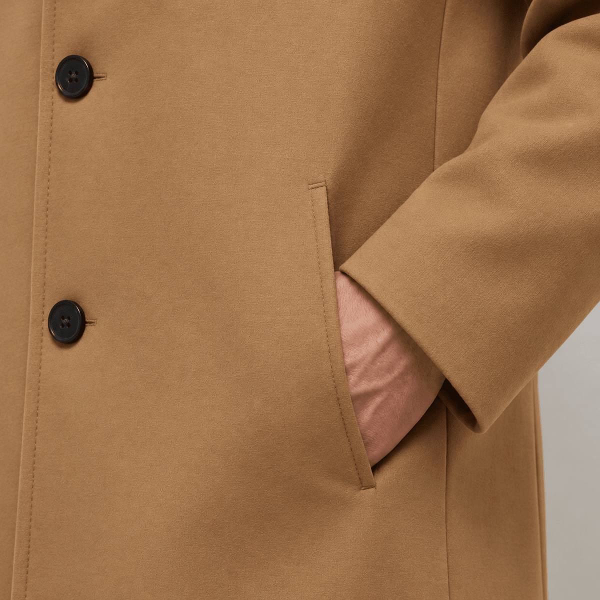 Marcus - Men's Tailored Single-Breasted Notch Lapel Longline Wool Overcoat - Overcoats - Khaki - Sarvento