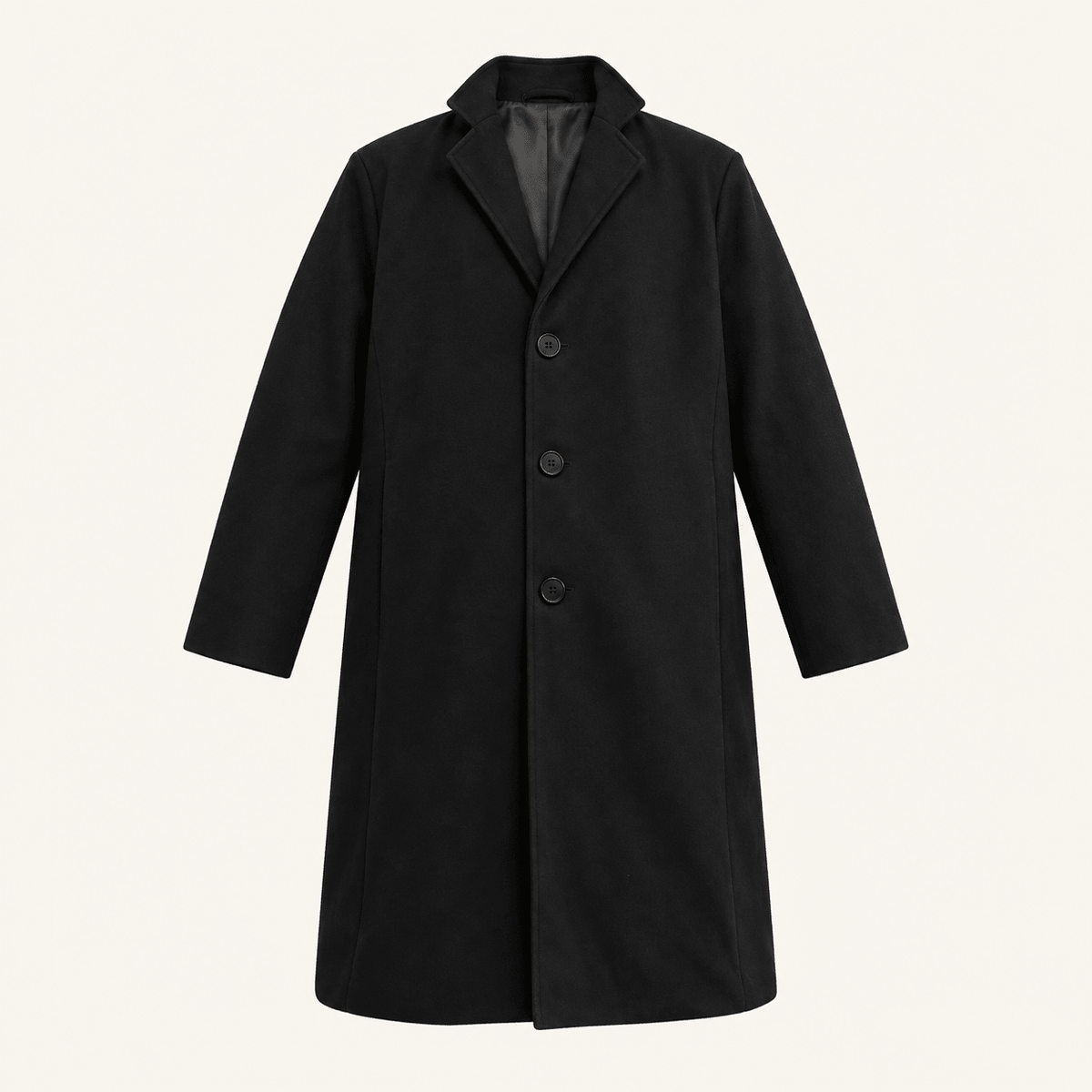 Marcus - Men's Tailored Single-Breasted Notch Lapel Longline Wool Overcoat - Overcoats - Khaki - Sarvento