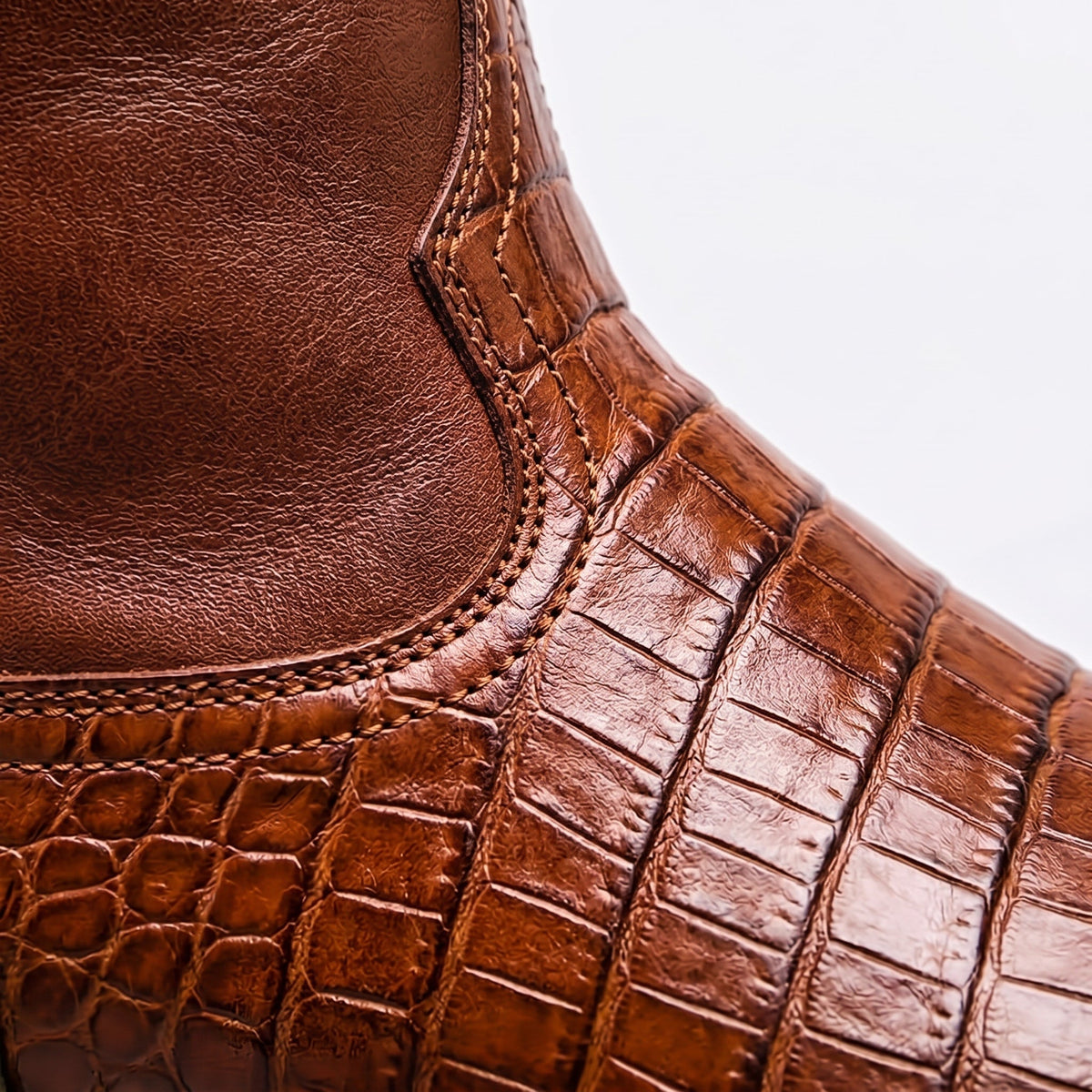 Marcus - Men's Western Cowboy Boots with Croc-Print Toe - Boots - Brown - Sarvento