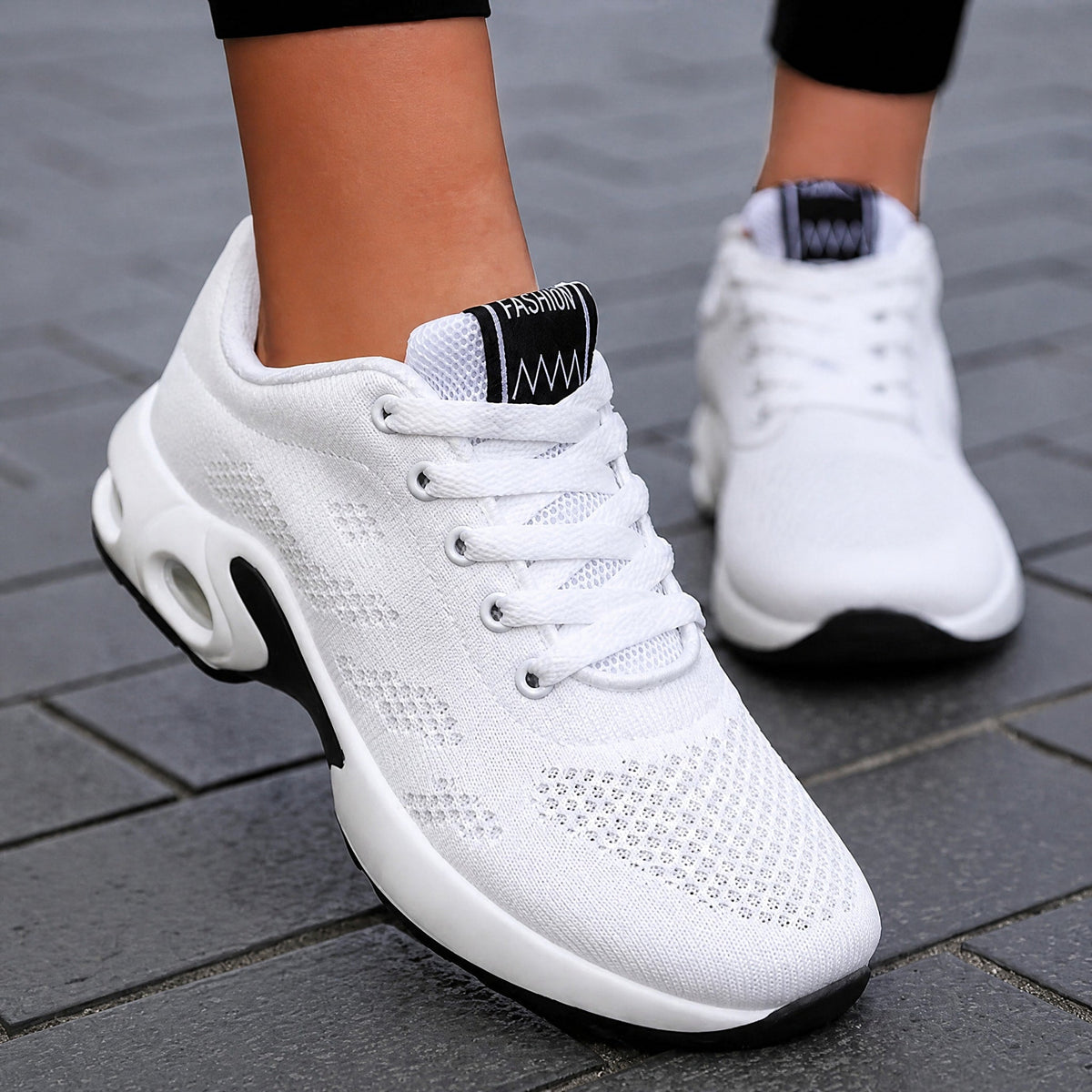 Marley - Women's Orthopedic Lace-Up Trainers with Cushioned Sole - Sneakers - White - Parker&Brooks