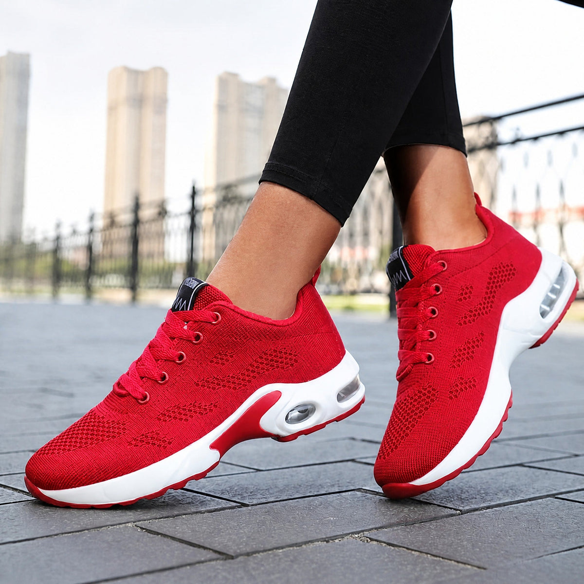 Marley - Women's Orthopedic Lace-Up Trainers with Cushioned Sole - Sneakers - Red - Parker&Brooks