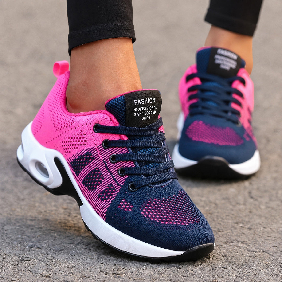Marley - Women's Orthopedic Lace-Up Trainers with Cushioned Sole - Sneakers - Pink - Parker&Brooks