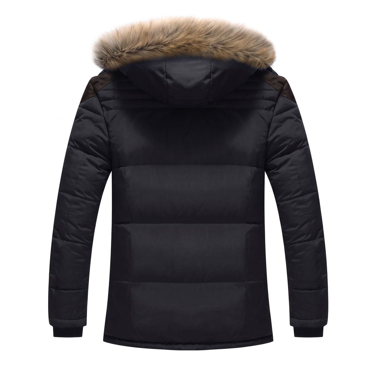 Noah - Men's Hooded Faux Fur Trim Quilted Parka Jacket - Parka Jackets - Black - Sarvento