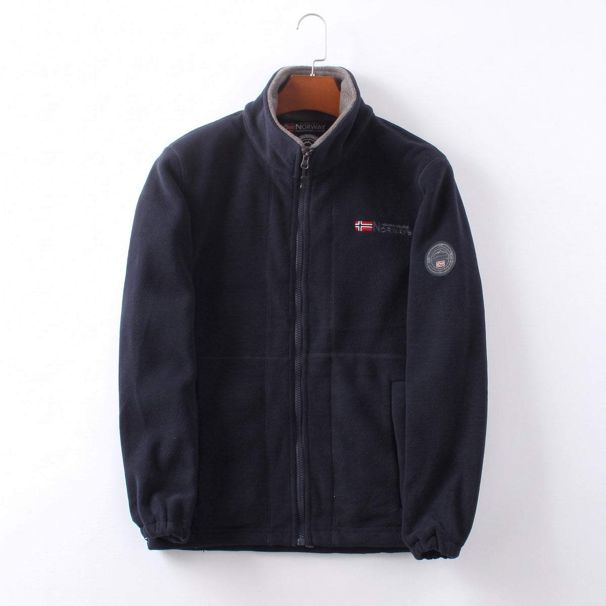 Oliver – Men’s Full-Zip Stand Collar Fleece Jacket - Coats & Jackets - Navy Blue - Sarvento