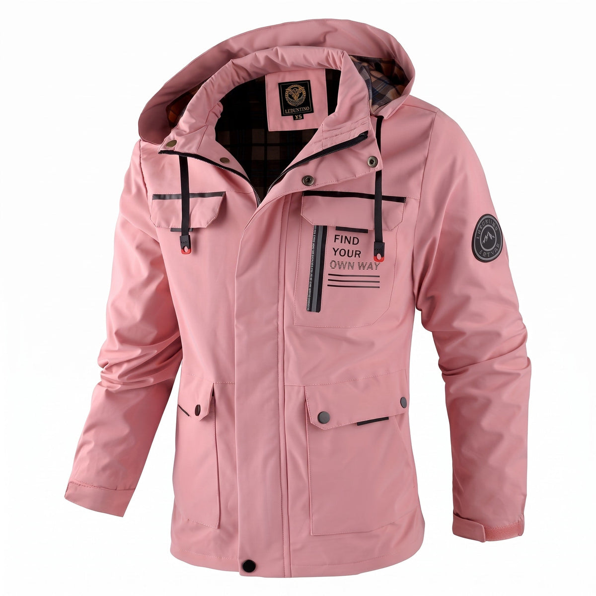Oliver - Men's Hooded Multi-Pocket Jacket with Zip Closure - Coats & Jackets - Pink - Parker&Brooks