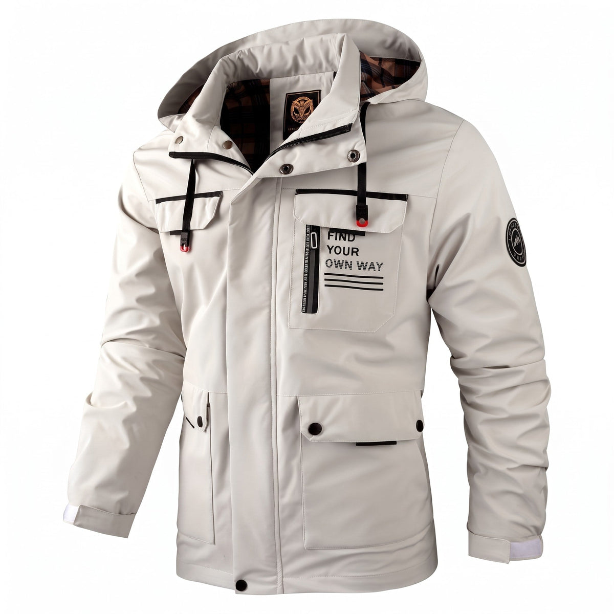 Oliver - Men's Hooded Multi-Pocket Jacket with Zip Closure - Coats & Jackets - White - Parker&Brooks