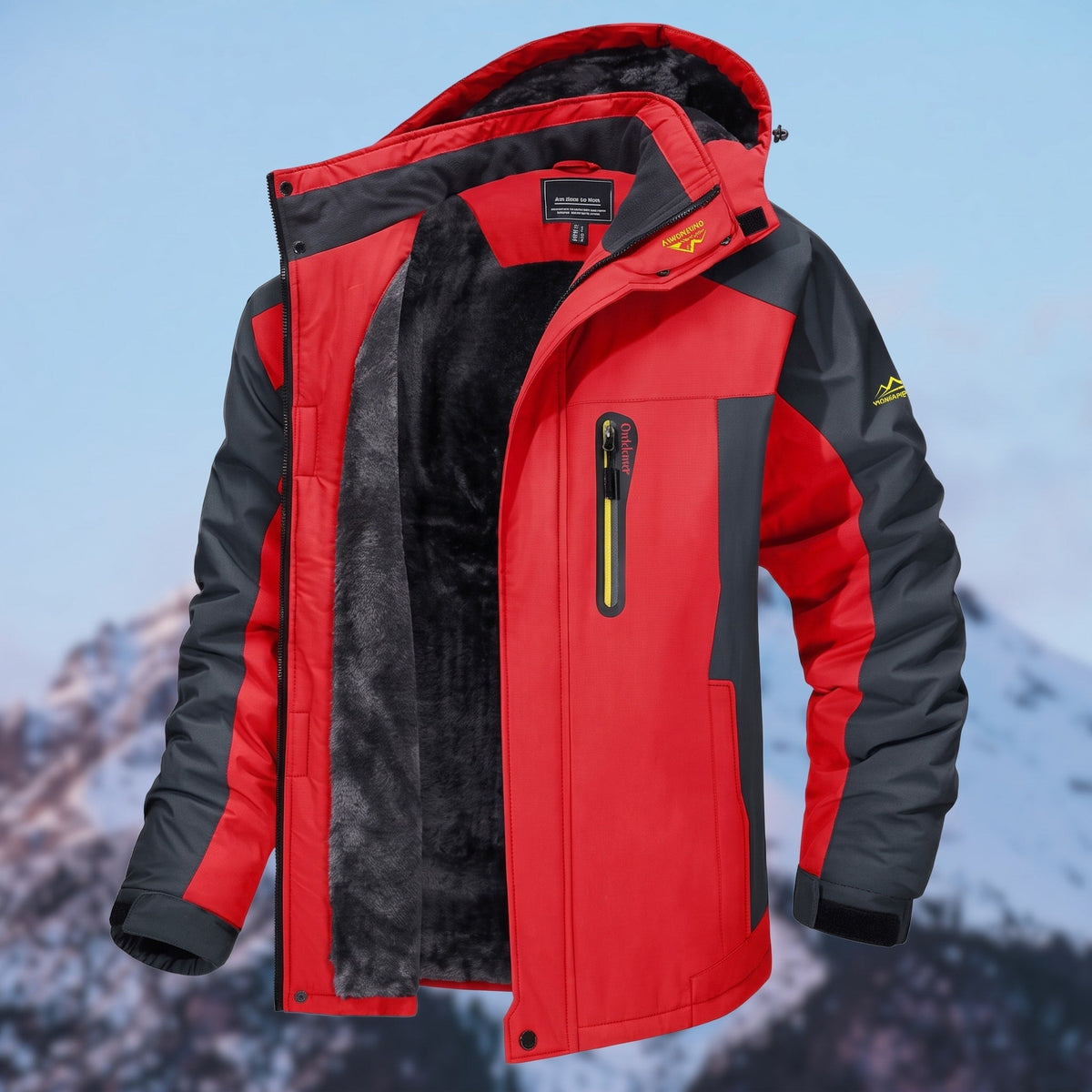 Oliver - Men's Hooded Parka Jacket with Fleece Lining and Zip Pockets - Parkas - Red - Sarvento