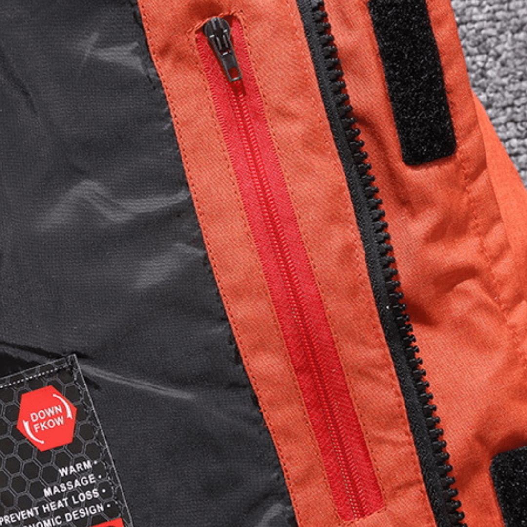 Oliver – Men’s Hooded Quilted Parka with Multiple Zip Pockets - Parka Jackets - Orange - Sarvento