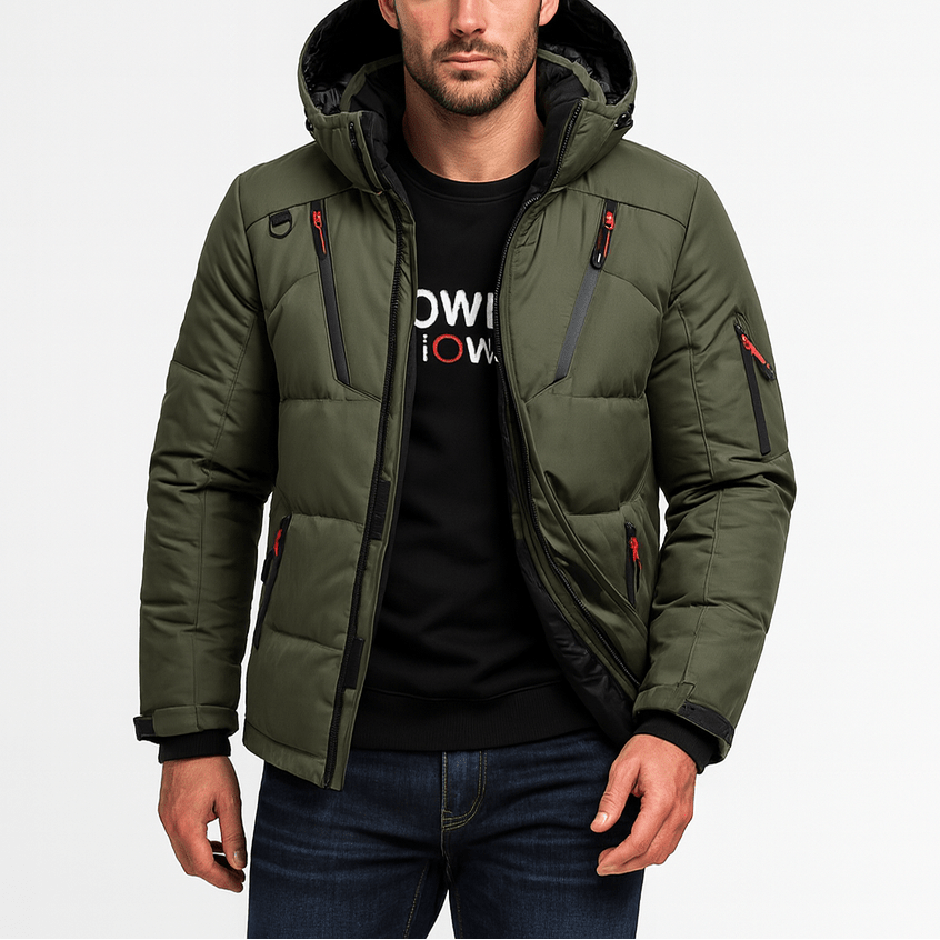 Oliver – Men’s Hooded Quilted Parka with Multiple Zip Pockets - Parka Jackets - Green - Sarvento