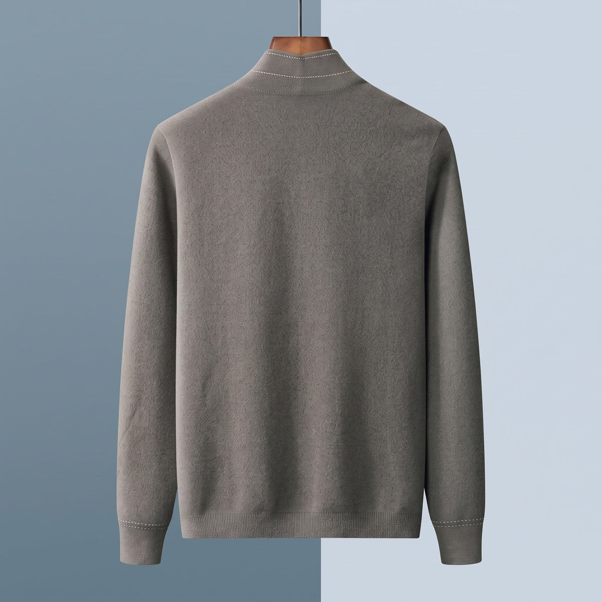 Oliver - Men's Lightweight Open Front Contrast Stitch Knitted Cardigan - Cardigans - Gray - Sarvento