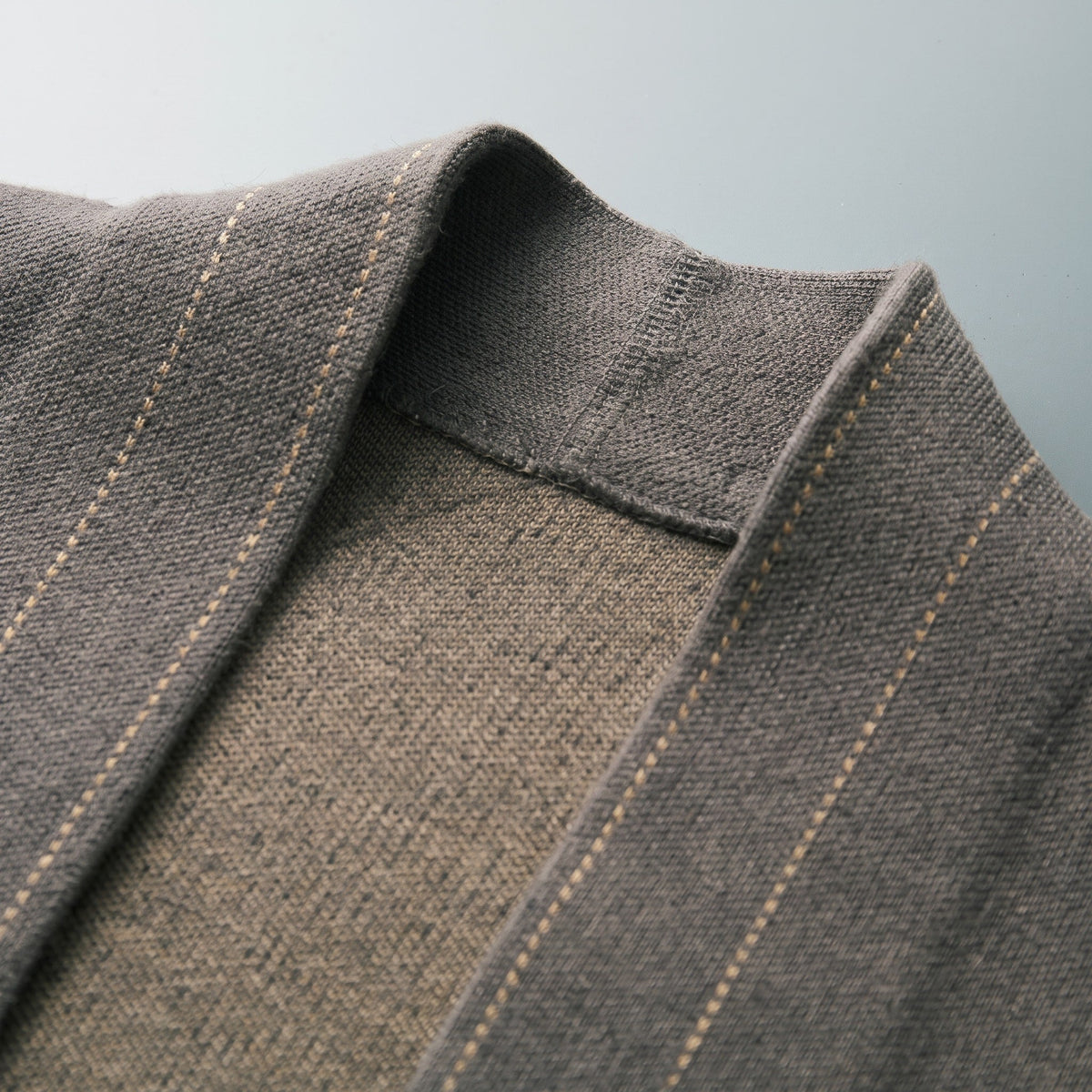 Oliver - Men's Lightweight Open Front Contrast Stitch Knitted Cardigan - Cardigans - Gray - Sarvento
