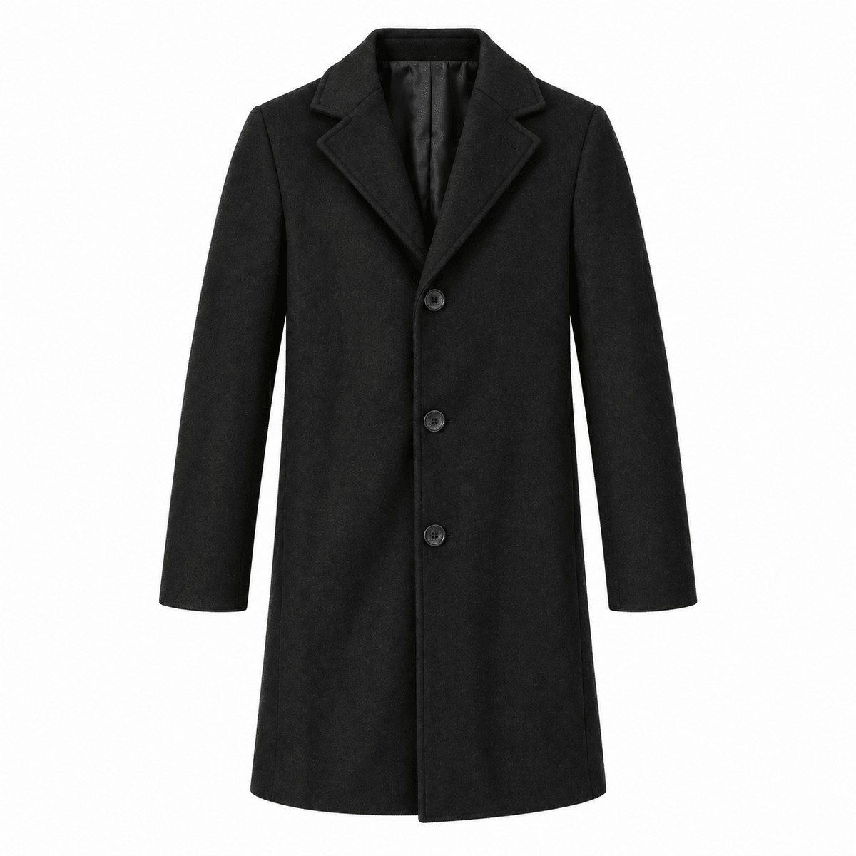Oliver – Men’s Longline Single-Breasted Overcoat - Overcoats - Black - Sarvento