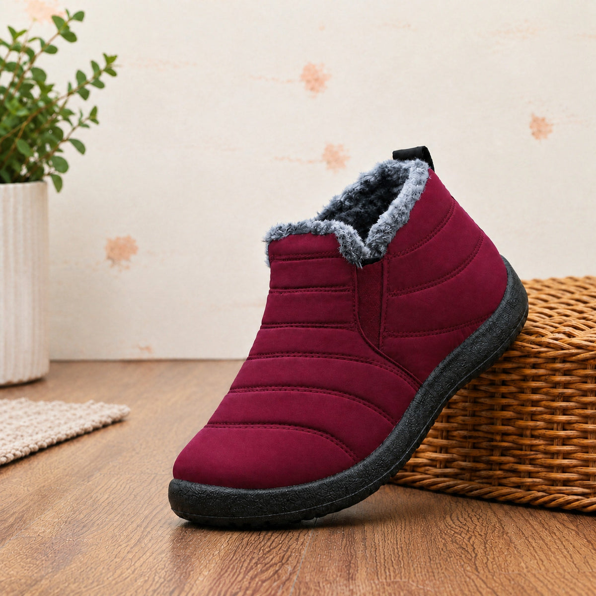 Oliver - Men's Orthopedic Slip-On Winter Ankle Boots with Warm Lining - Boots - Red - Sarvento
