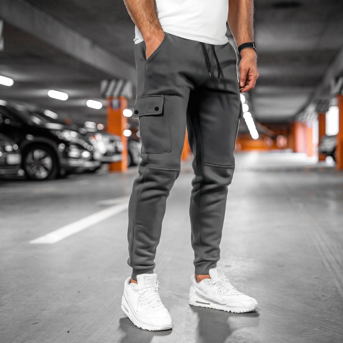 Oliver - Men's Slim Fit Cargo Jogger Pants with Drawstring Waist - Joggers - Army Green - Sarvento