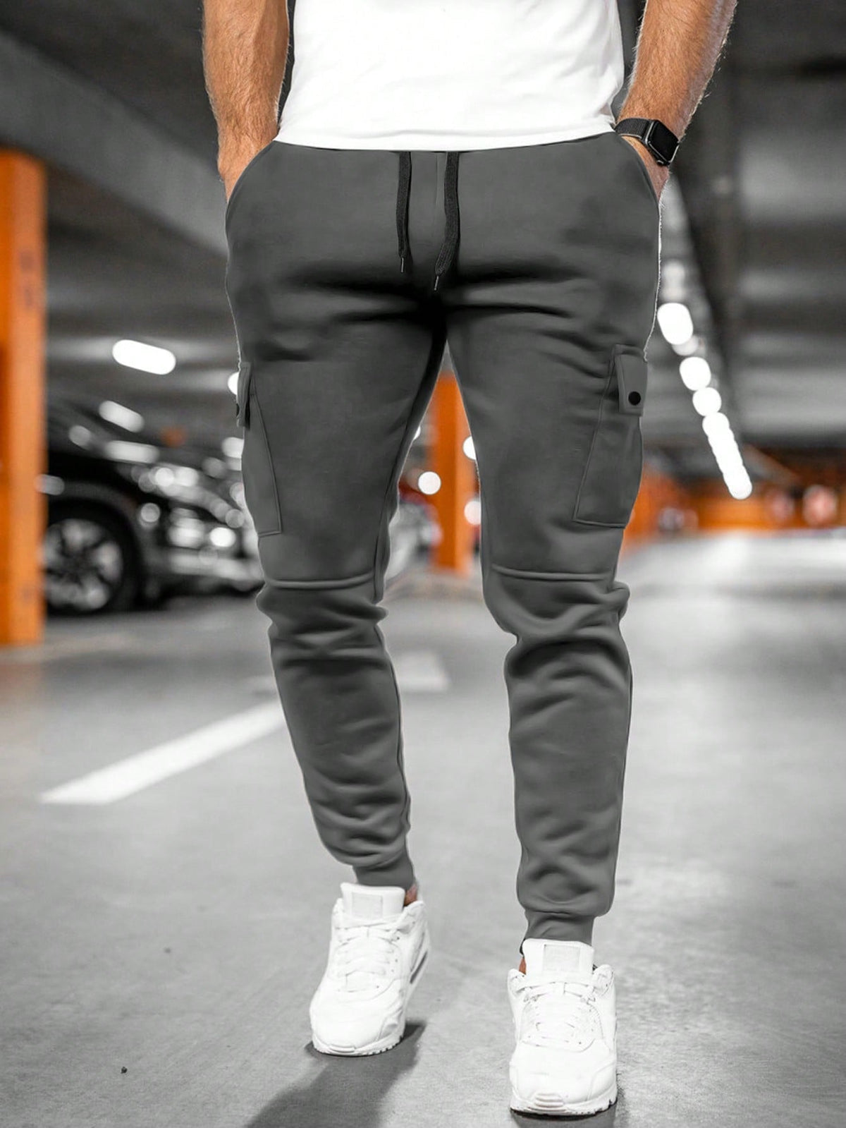 Oliver - Men's Slim Fit Cargo Jogger Pants with Drawstring Waist - Joggers - Army Green - Sarvento