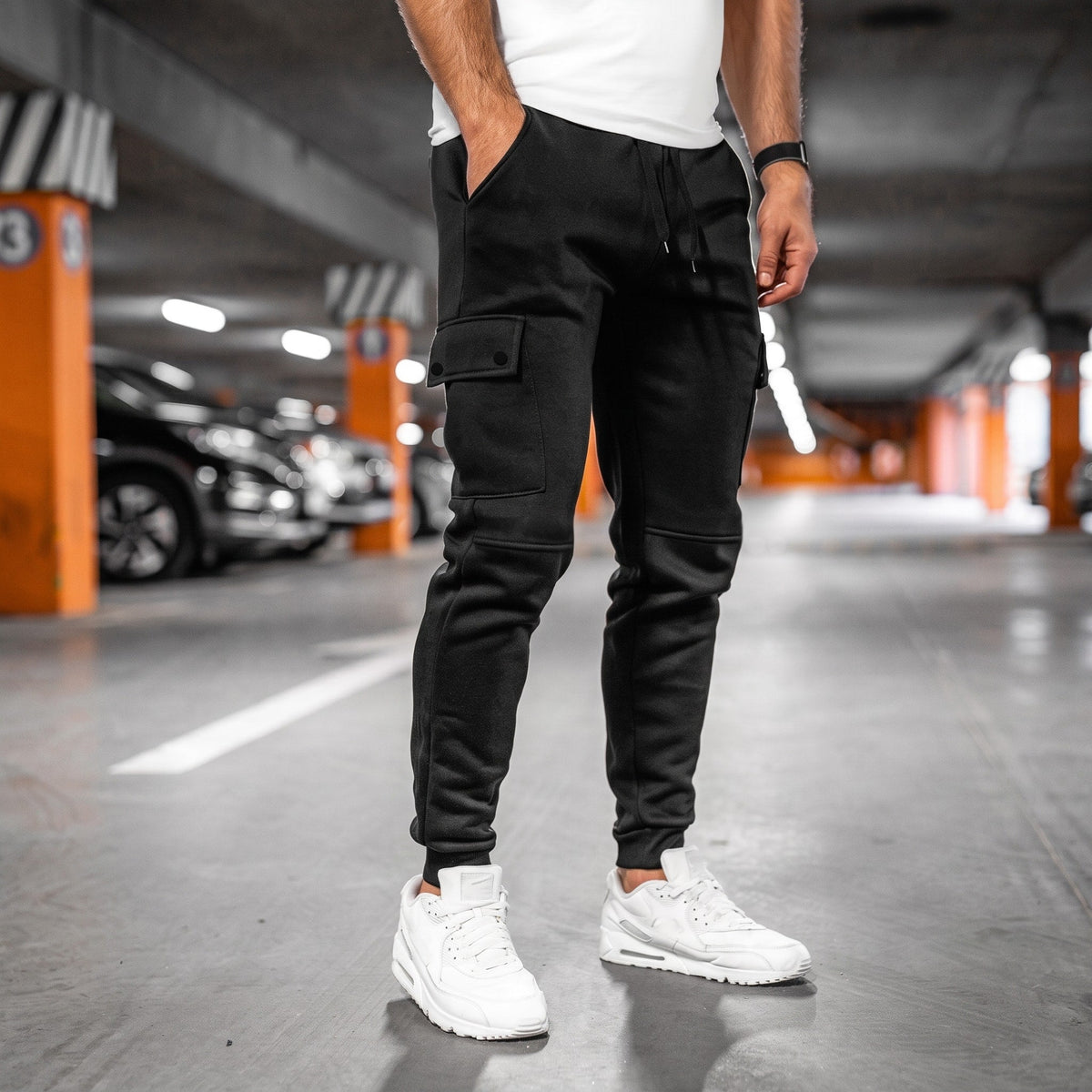 Oliver - Men's Slim Fit Cargo Jogger Pants with Drawstring Waist - Joggers - Army Green - Sarvento