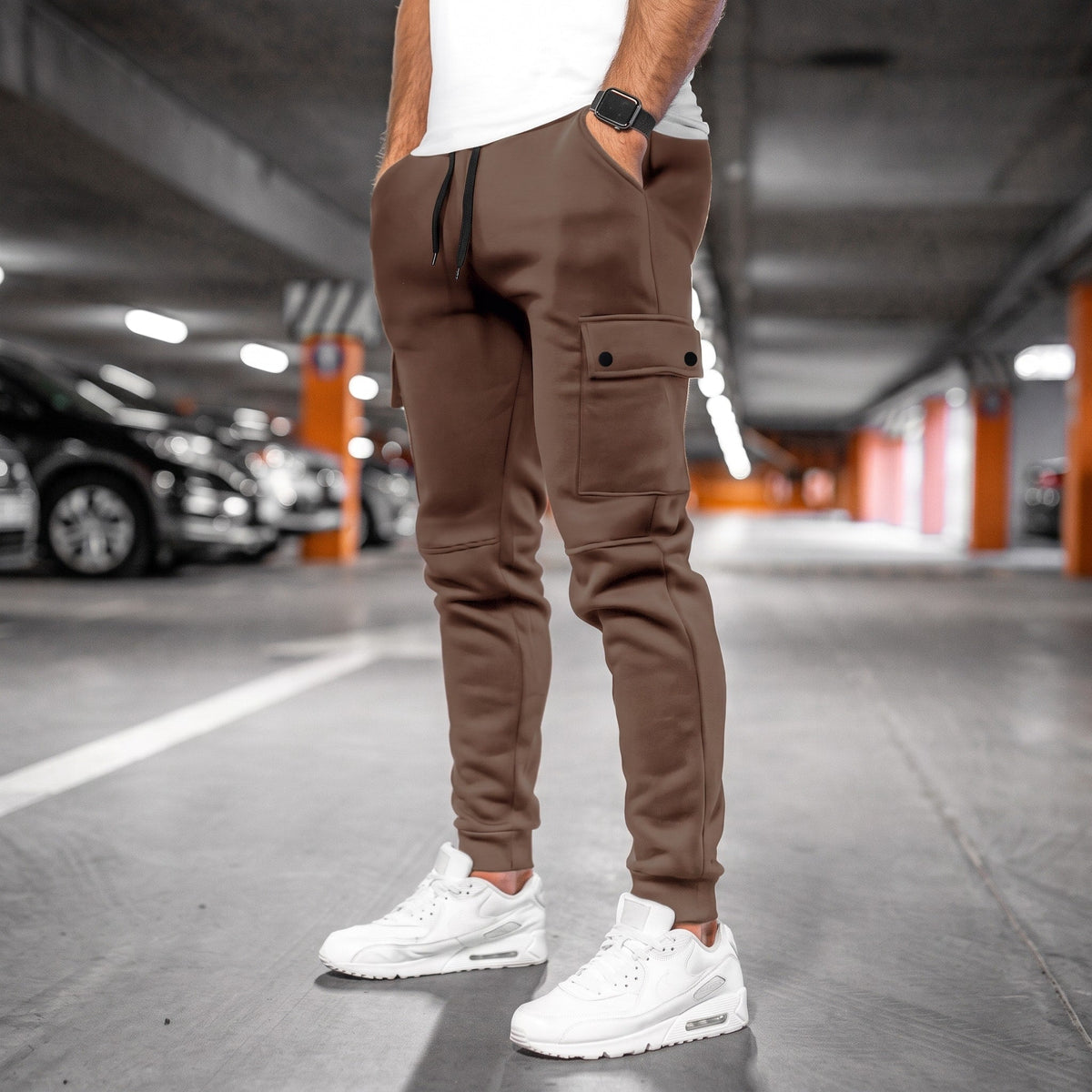 Oliver - Men's Slim Fit Cargo Jogger Pants with Drawstring Waist - Joggers - Army Green - Sarvento