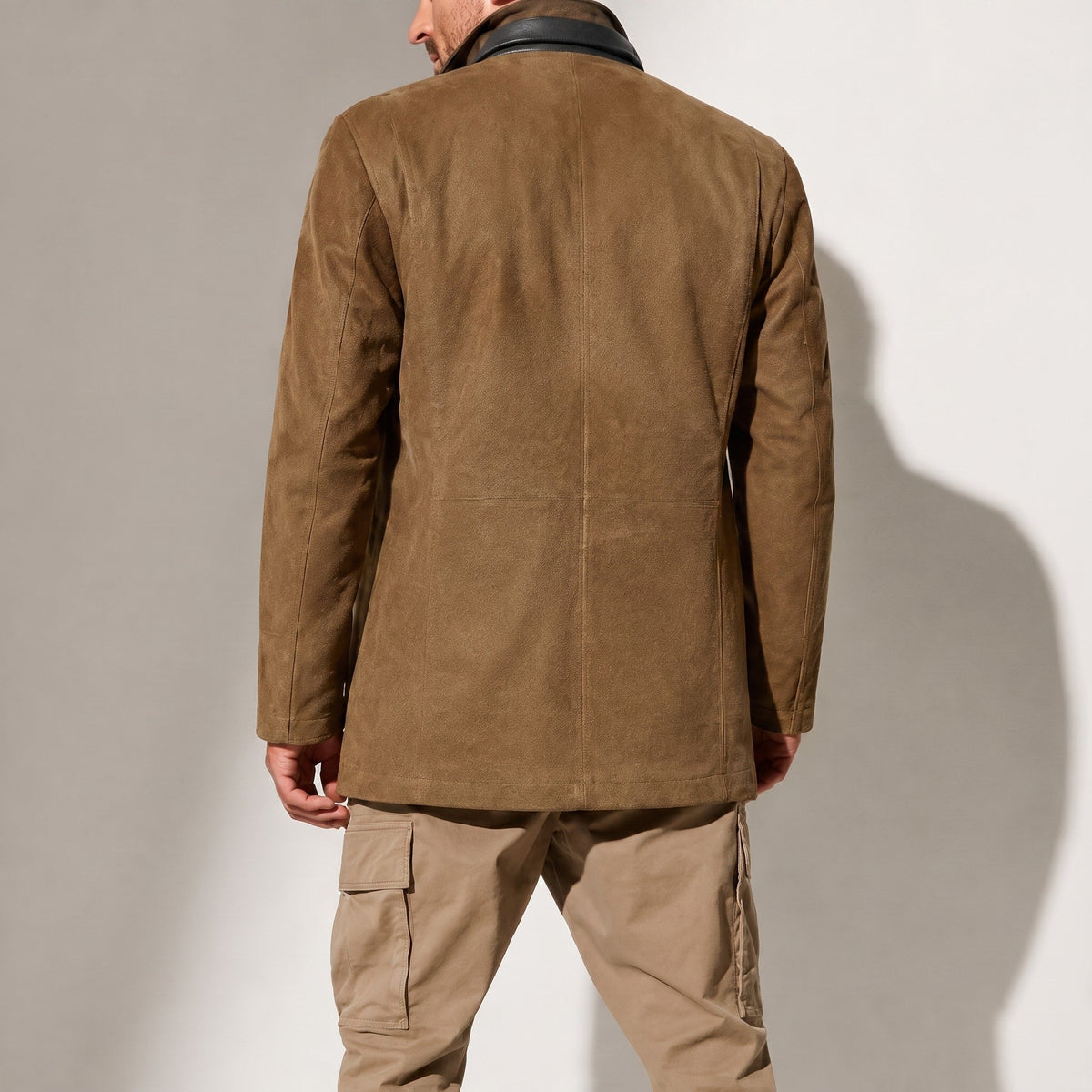 Ralph - Men's Field Jacket with Contrast Collar and Button Front - Coats & Jackets - Brown - Parker&Brooks