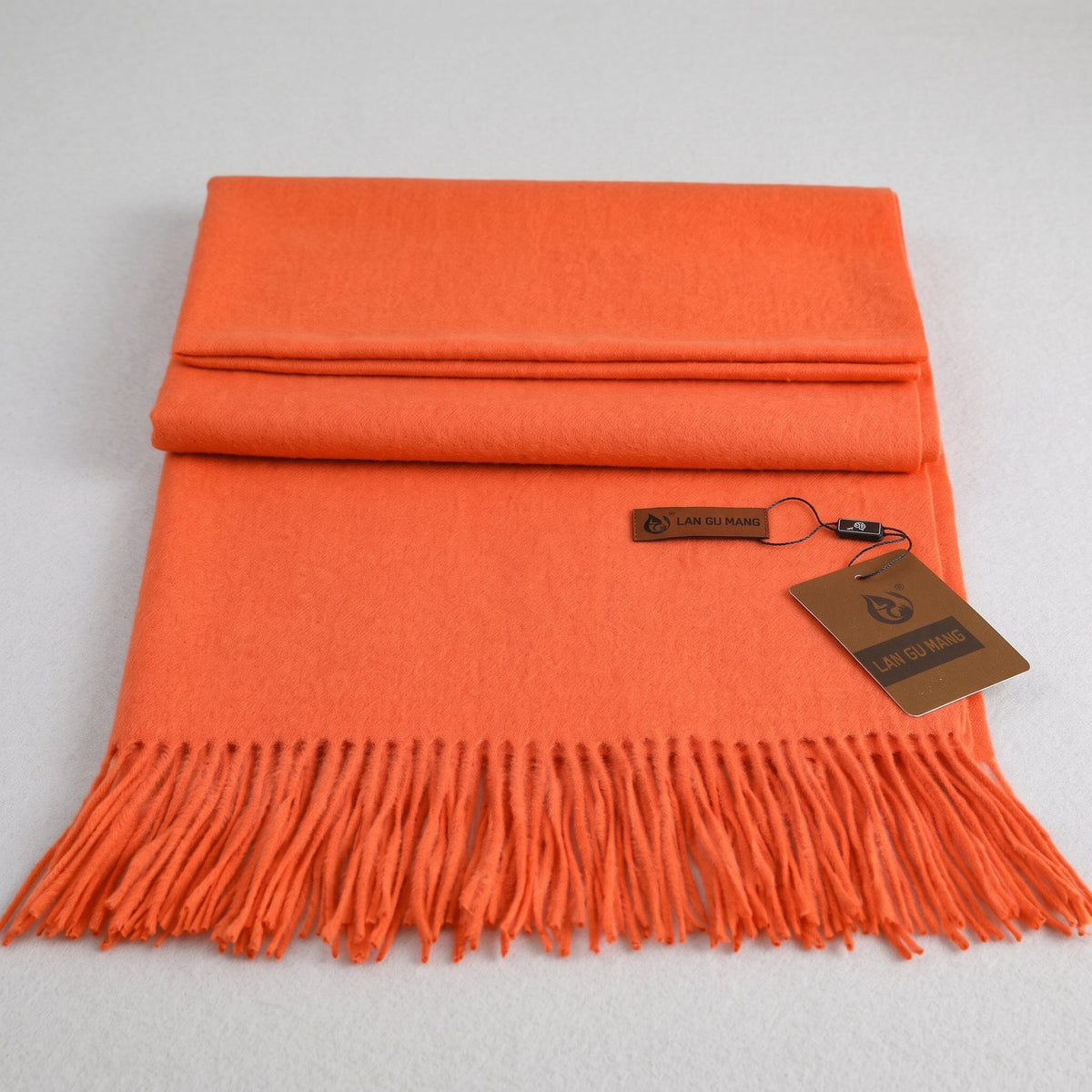 Sofia – Women’s Soft Woven Winter Scarf with Tassel Fringe - Scarves & Shawls - Orange - Sarvento