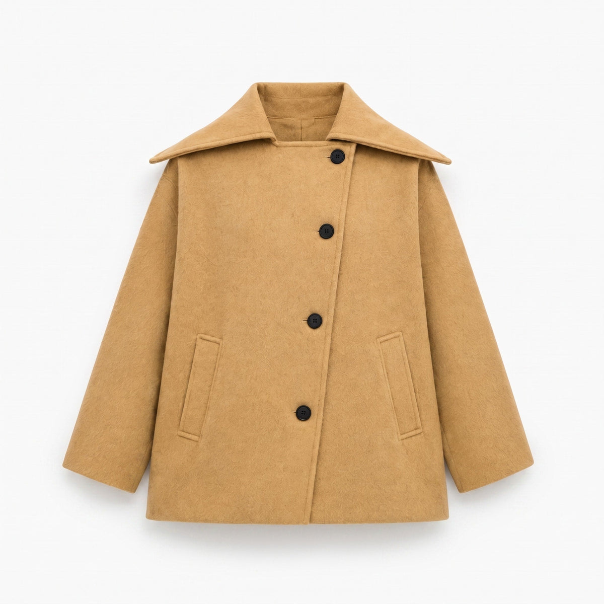 Sophia - Women's Oversized Wool-Blend Coat - Coats & Jackets - Beige - Parker&Brooks