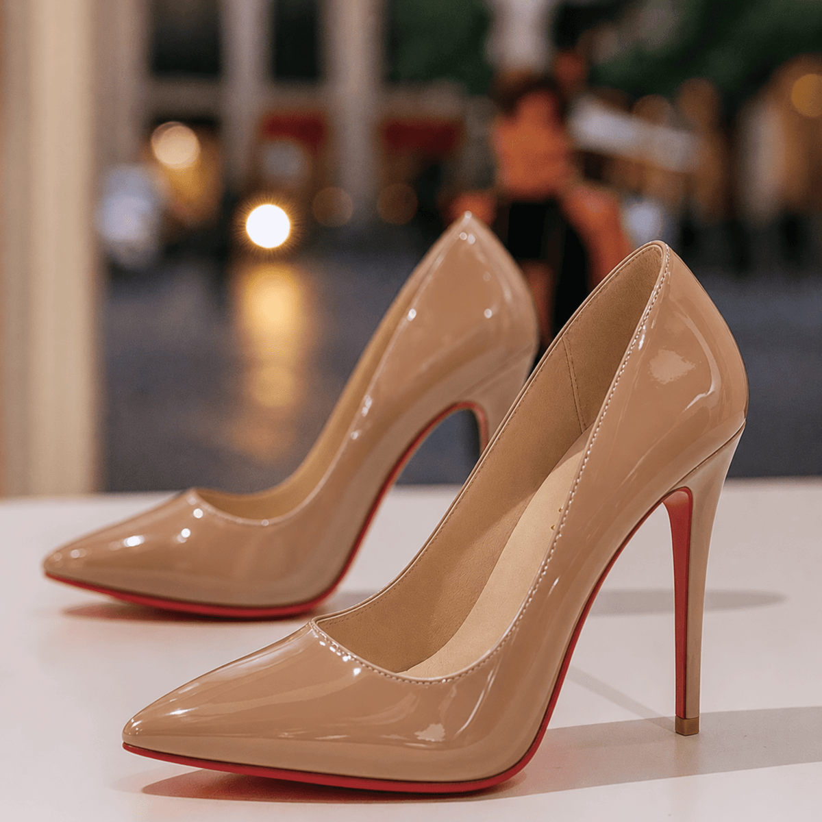 Sophia - Women's Pointed Toe Stiletto Pumps with Red Sole - Heels - Beige - Parker&Brooks