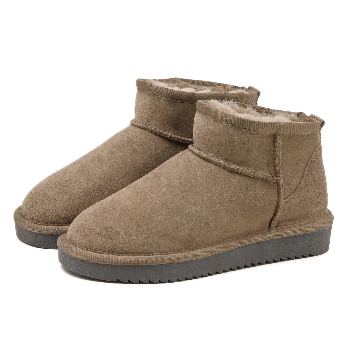 Sophie - Women's Ankle Boots with Faux Fur Lining and Cushioned Sole - Boots - Khaki - Parker&Brooks
