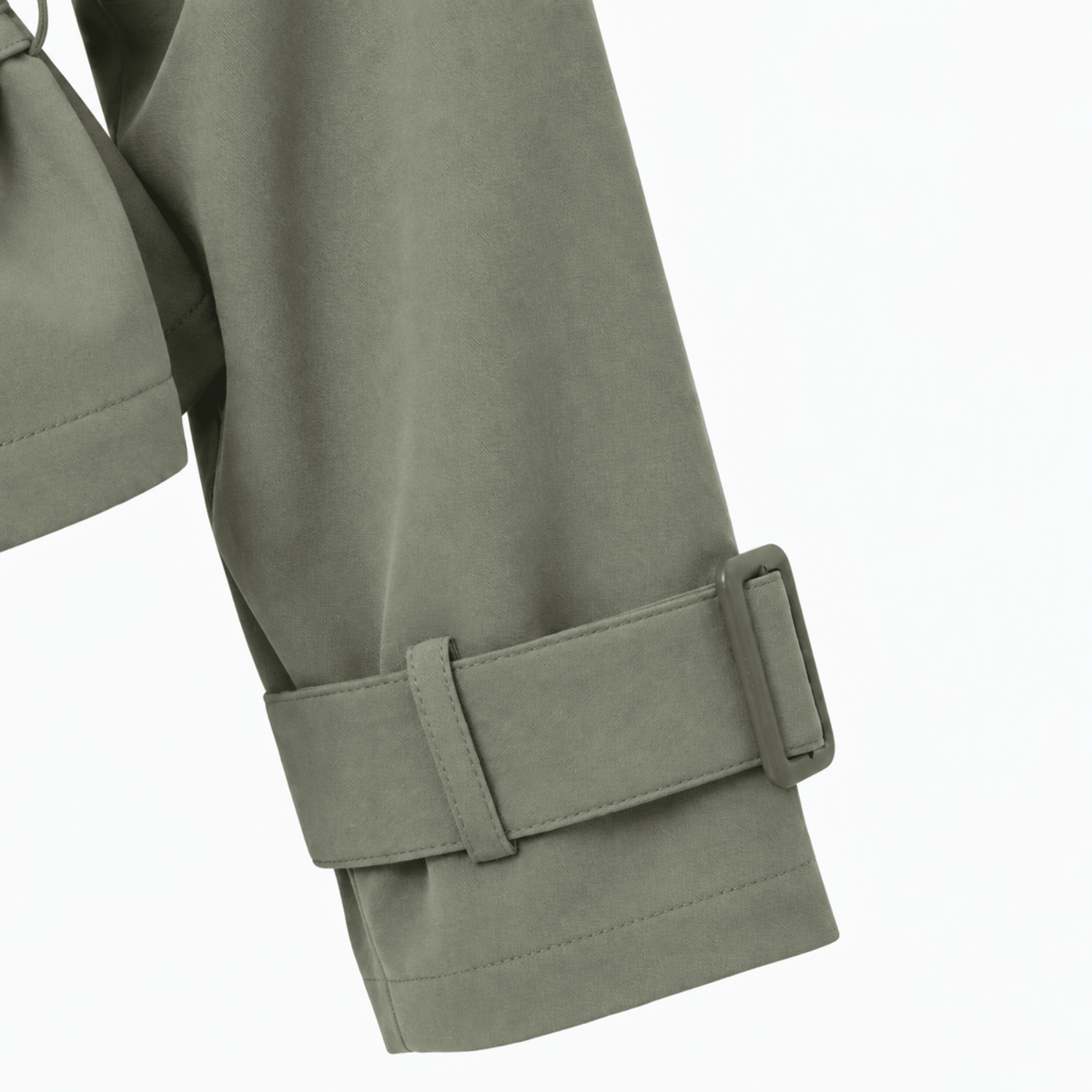 Sophie - Women's Belted Cropped Trench Jacket with Notch Lapel - Trench Coats - Green - Parker&Brooks