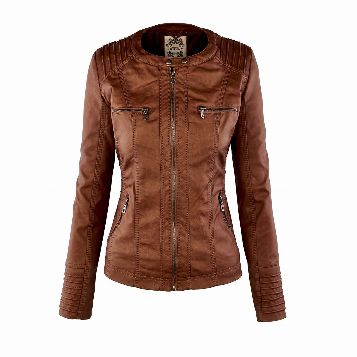 Sophie - Women's Hooded Moto Jacket with Detachable Hood - Motorcycle Outerwear - Khaki - Parker&Brooks