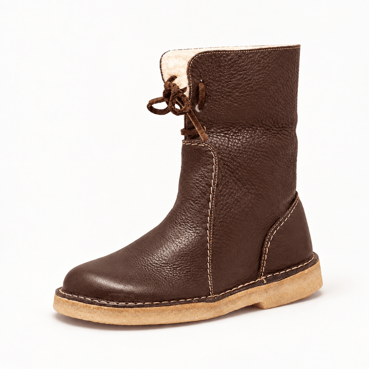 Victoria - Women's Lace-Up Ankle Boots with Cozy Lining and Chunky Sole - Boots - Dark Brown - Parker&Brooks