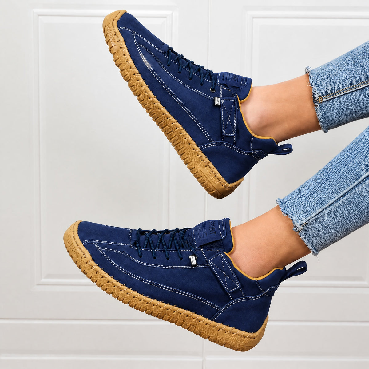 Elisse - Women's Lace-Up Ankle Sneakers with Stitched Trim