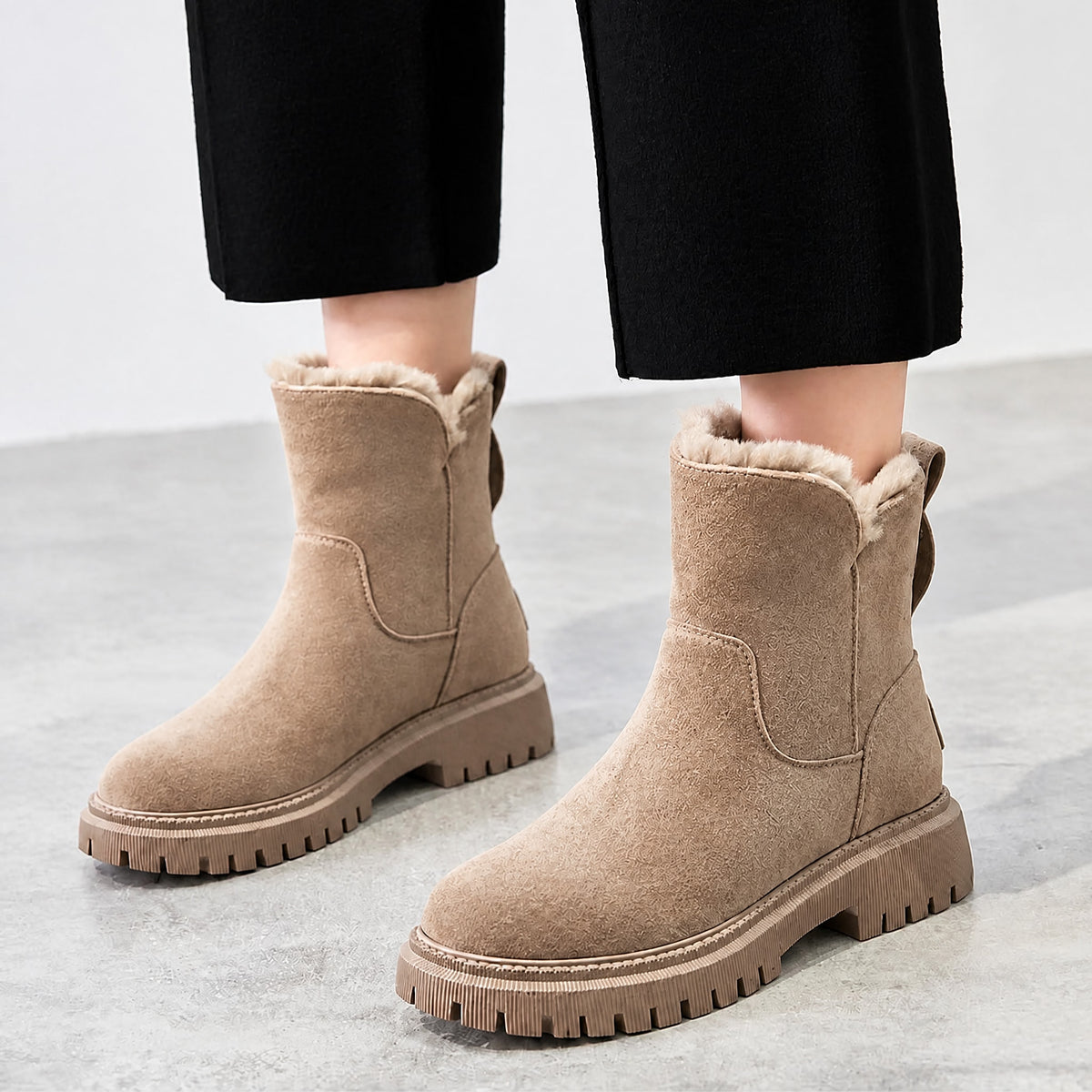 Sophie - Women's Winter Platform Ankle Boots with Zipper Closure