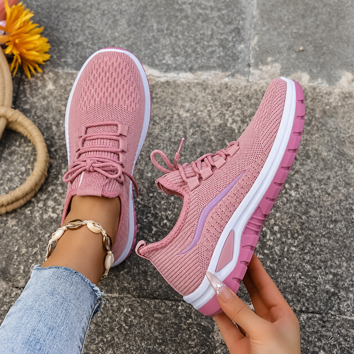 Alice - Women's Orthopedic Lace-Up Sneakers with Cushioned Sole