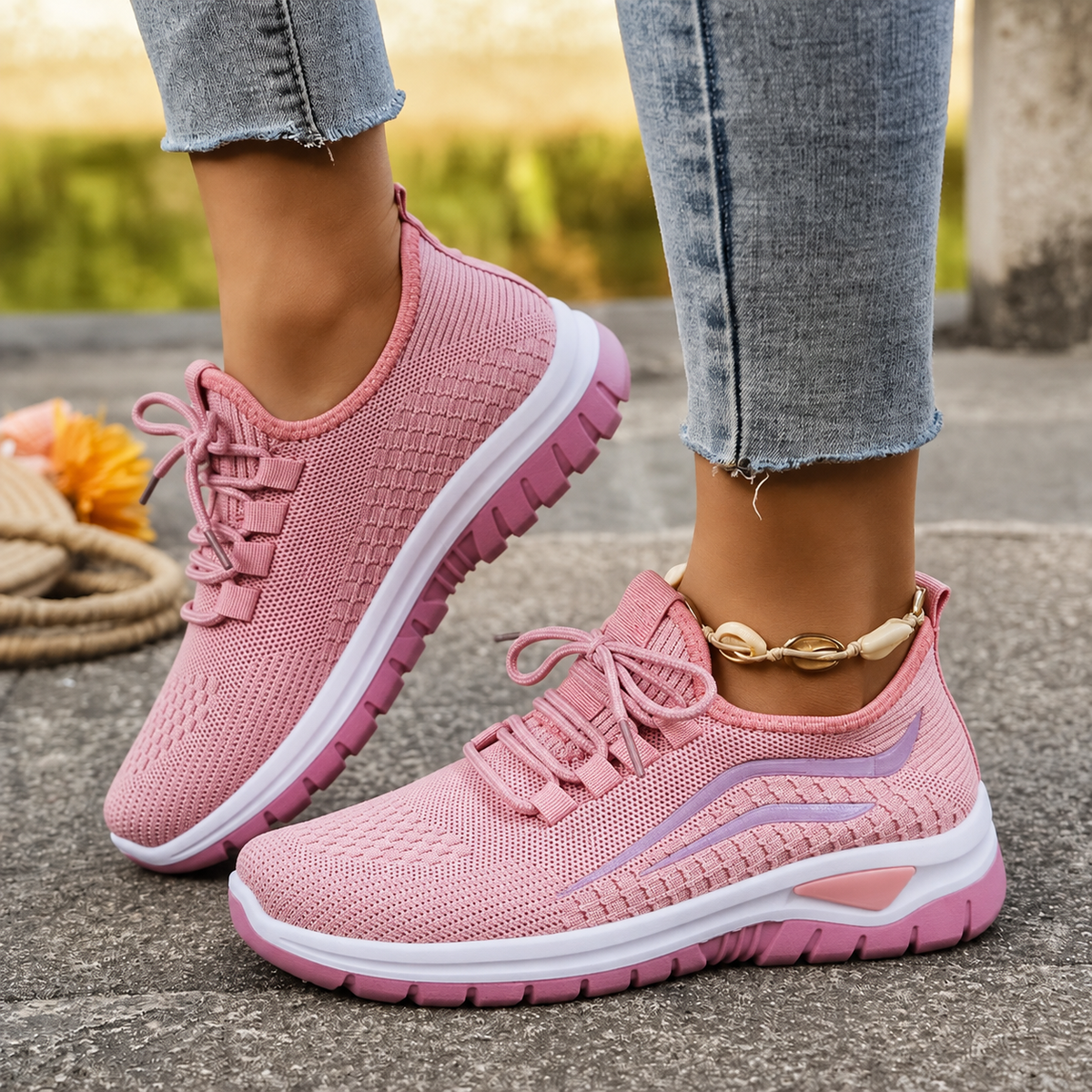 Alice - Women's Orthopedic Lace-Up Sneakers with Cushioned Sole