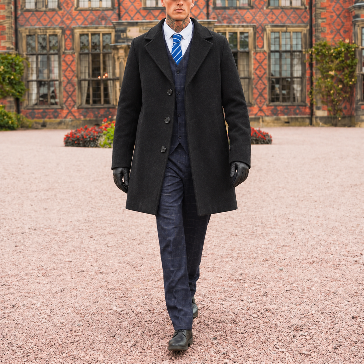 William – Men’s Classic Tailored Longline Coat with Notch Lapel and Button Front