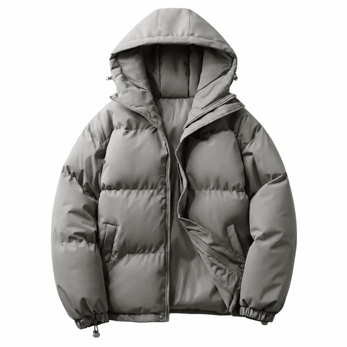 Abram - Men's Hooded Puffer Jacket with Zip Front and Drawstring Hem - Puffer Jacket - Green - Parker&Brooks
