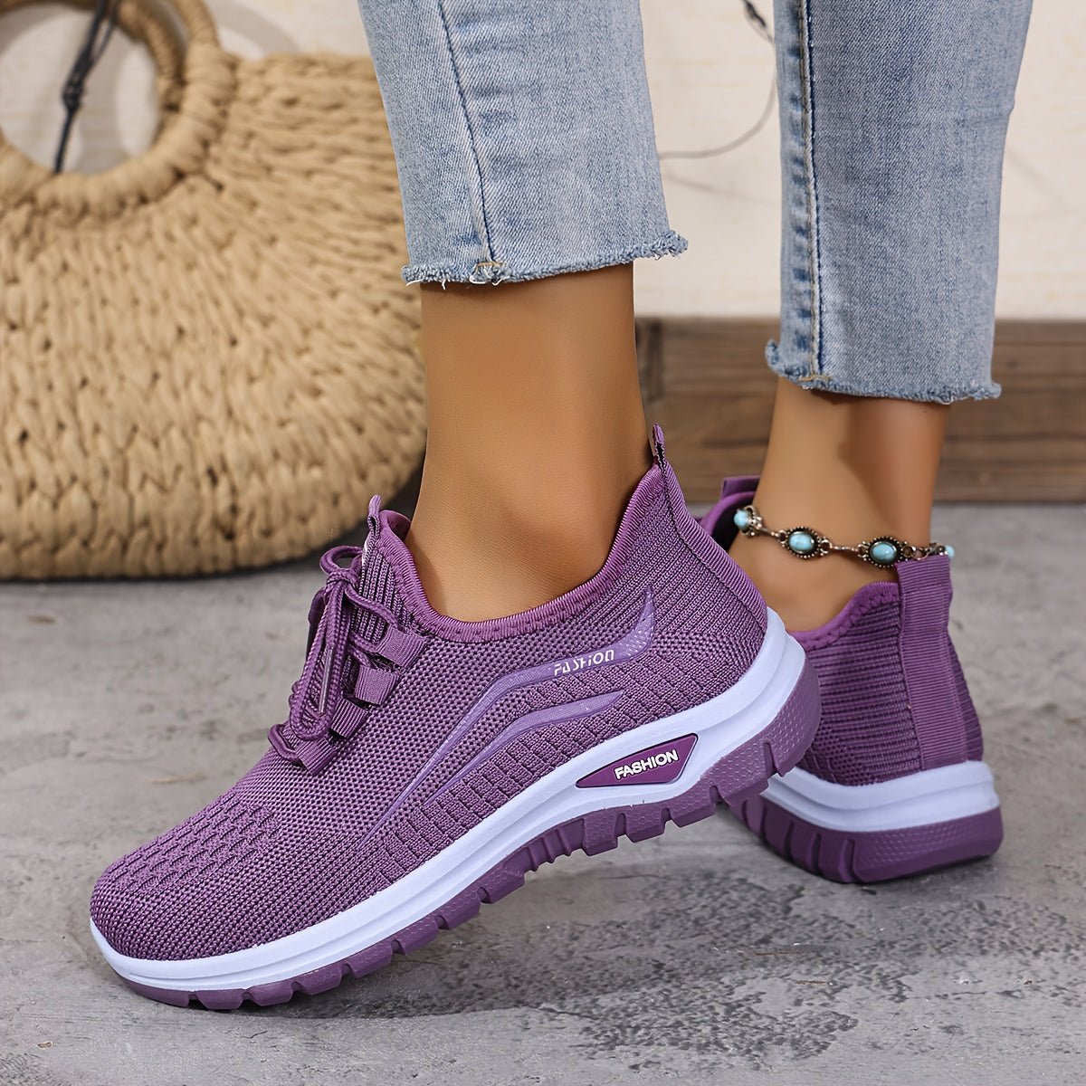 Alice - Women's Orthopedic Lace-Up Sneakers with Cushioned Sole - Sneakers - Purple - Parker&Brooks