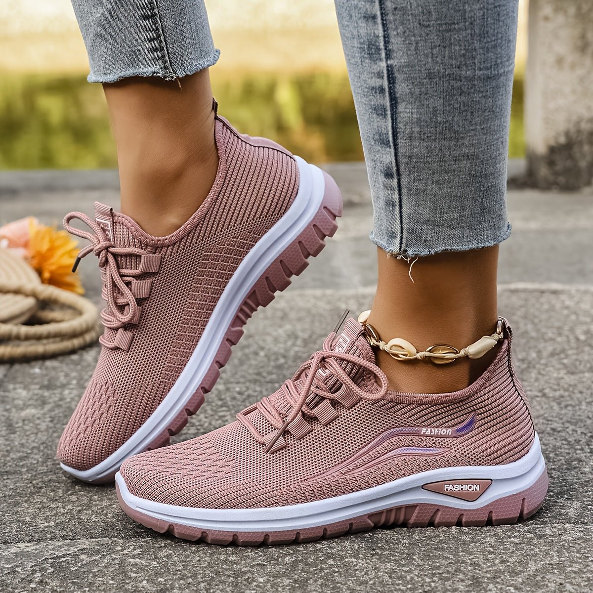 Alice - Women's Orthopedic Lace-Up Sneakers with Cushioned Sole - Sneakers - Pink - Parker&Brooks