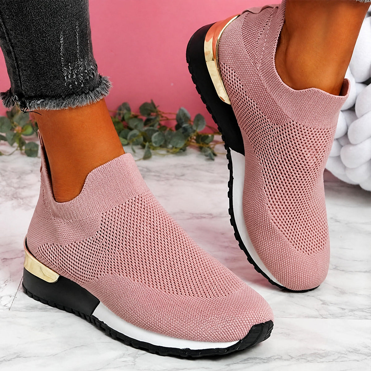 Alice - Women's Orthopedic Slip-On Sneakers with Cushioned Sole - Sneakers - Pink - Parker&Brooks